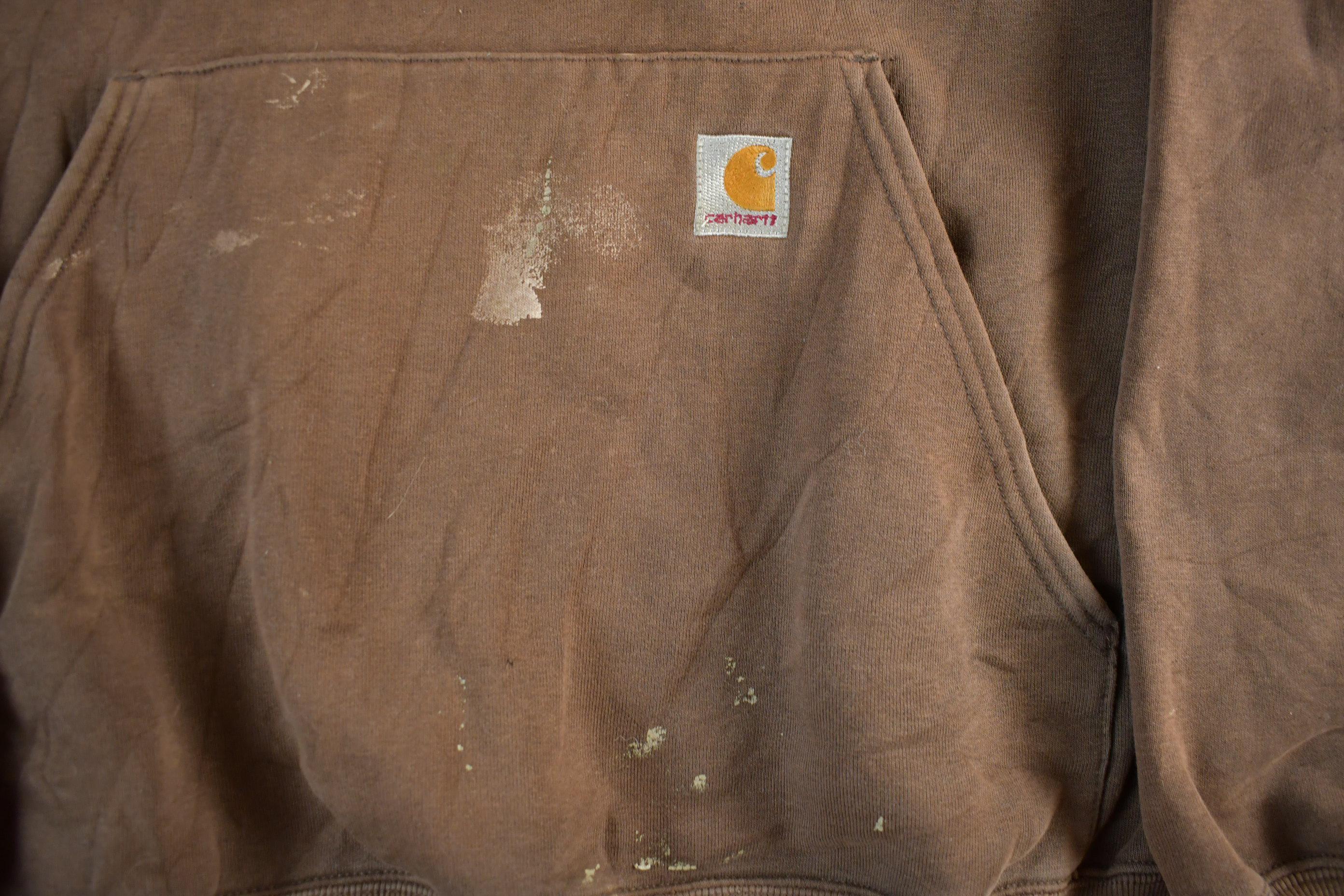 Vintage 1990s Carhartt Heavyweight Paint Distressed Hoodie Size 2XL