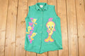 Vintage 1990s Looney Tunes Tweety Bird Cartoon Button Up Shirt Womens M