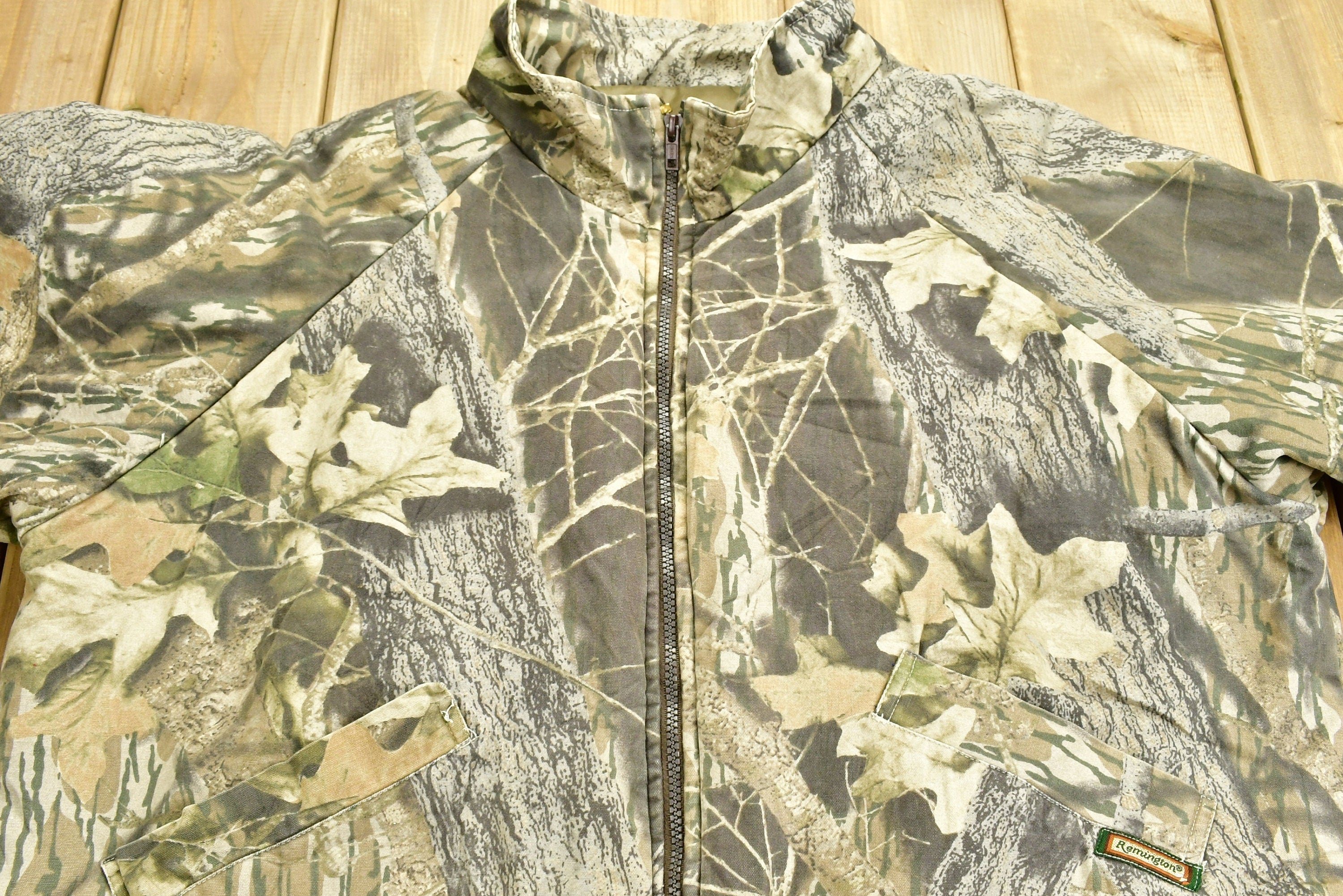 Vintage 1990s Tree Camo Reversible Windbreaker Jacket  Outdoorsman  Hunting Jacket  Streetwear  Remington  All Over Print  Earth Tones