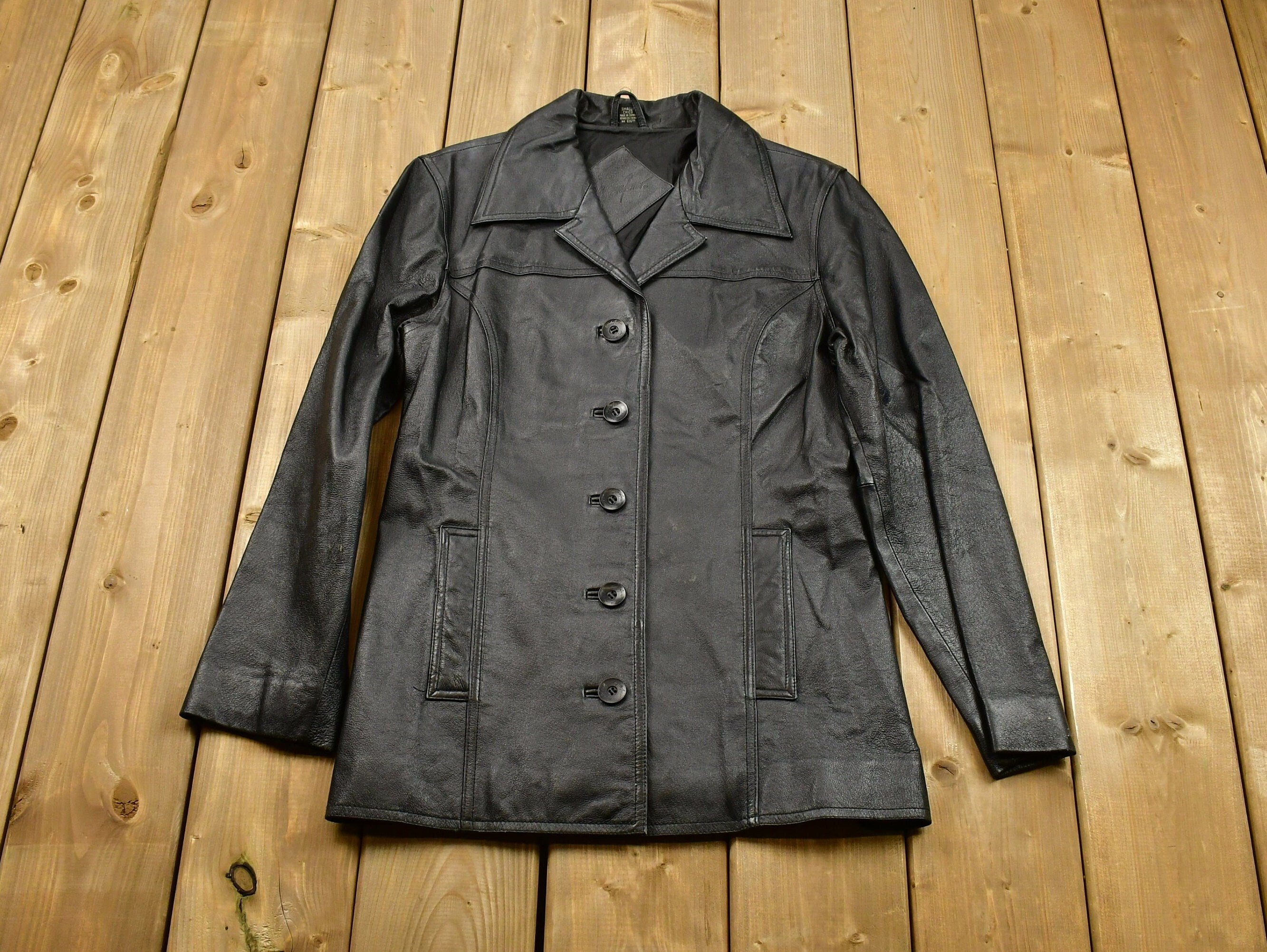 Vintage 1990s Button Up Leather Coat