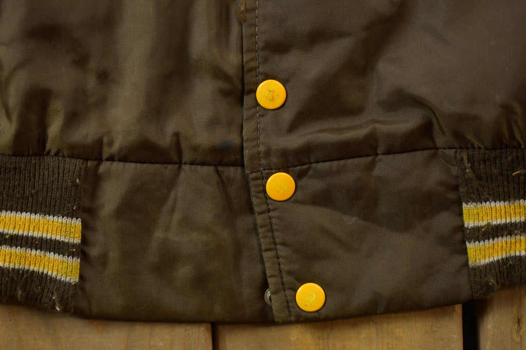 Vintage 1990s Mechanical Drafting Embroidered Snap Button Satin Jacket Made In USA - Large