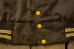 Vintage 1990s Mechanical Drafting Embroidered Snap Button Satin Jacket Made In USA - Large