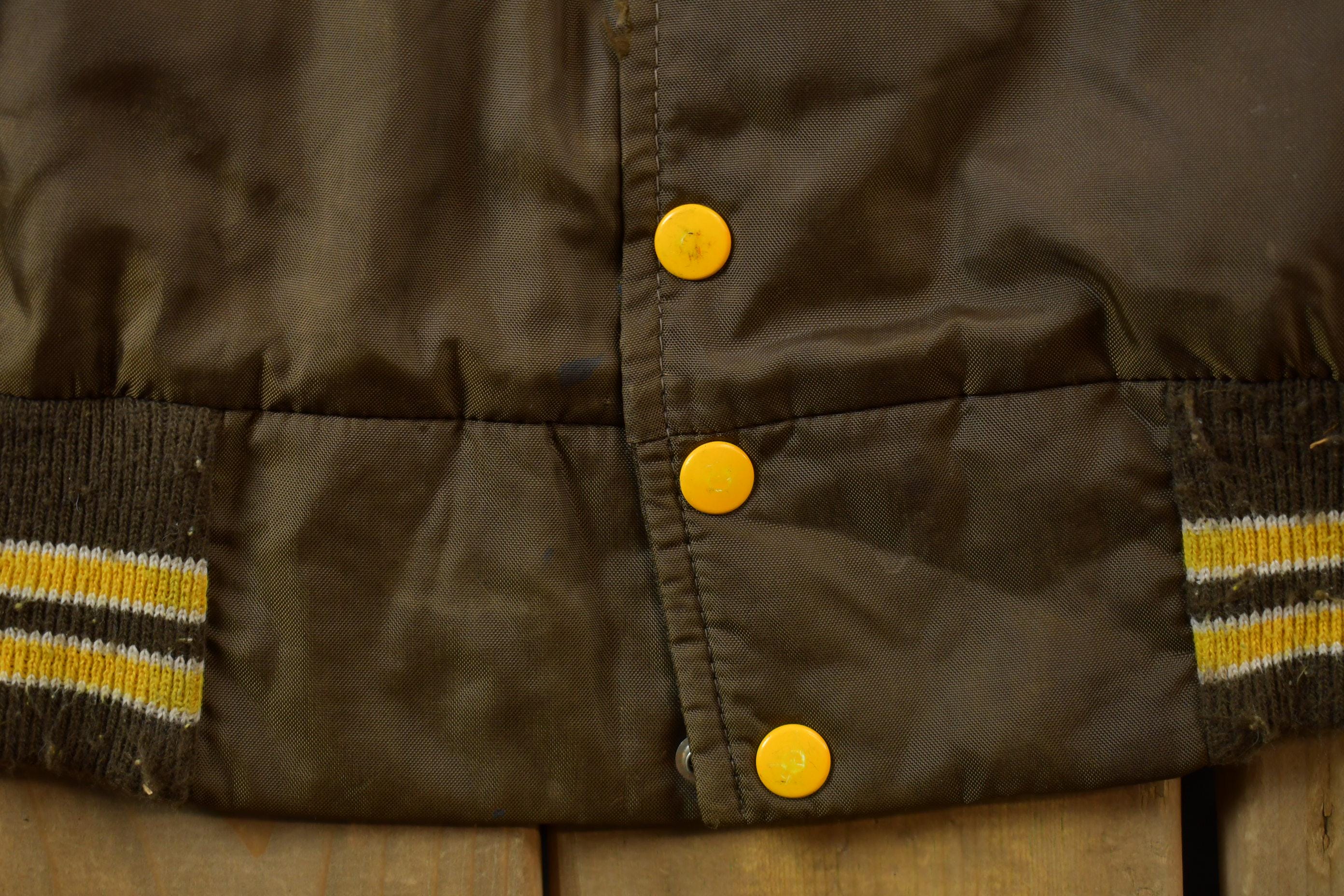 Vintage 1990s Mechanical Drafting Embroidered Snap Button Satin Jacket Made In USA - Large