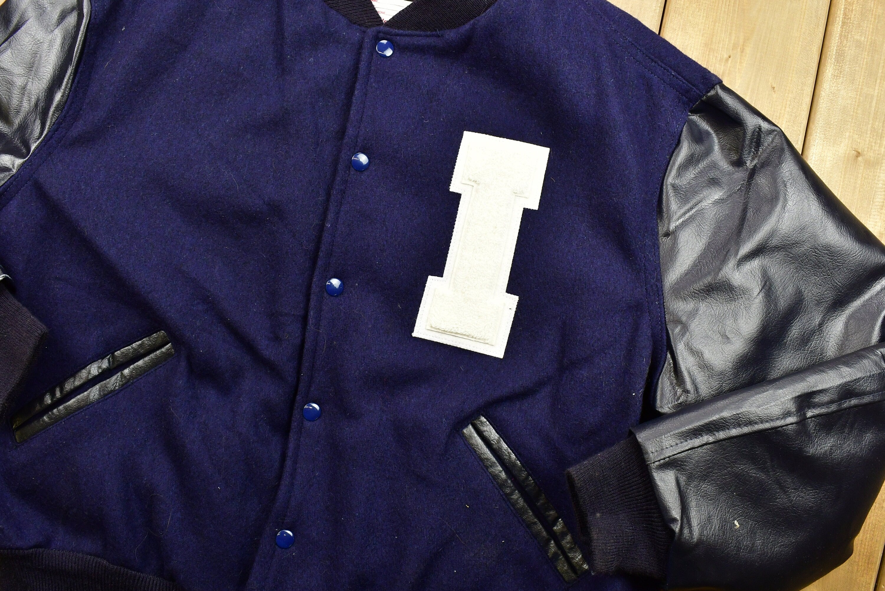 Vintage 90's I Leather Letterman Varsity Jacket