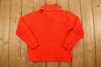 Vintage 1950s Red Collared Cardigan Knit Sweater