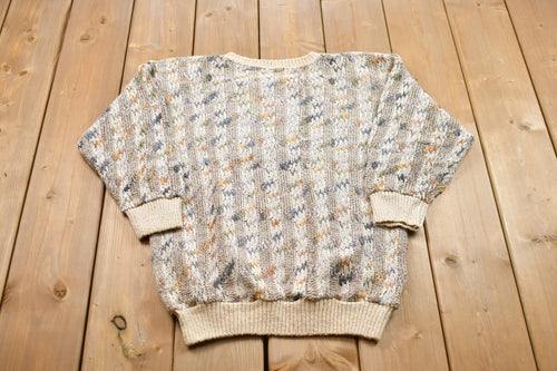 Vintage 1990s Knitted Patterned Crewneck Sweater