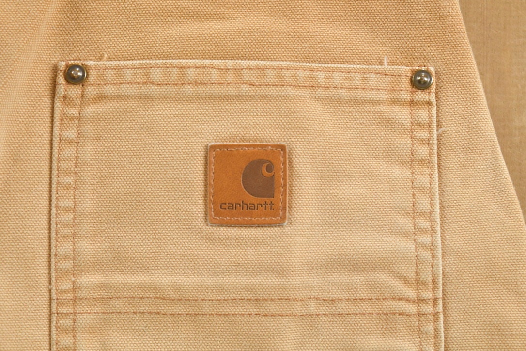 Vintage 1990s Carhartt Beige Double Knee Work Pants Size 30 x 30
