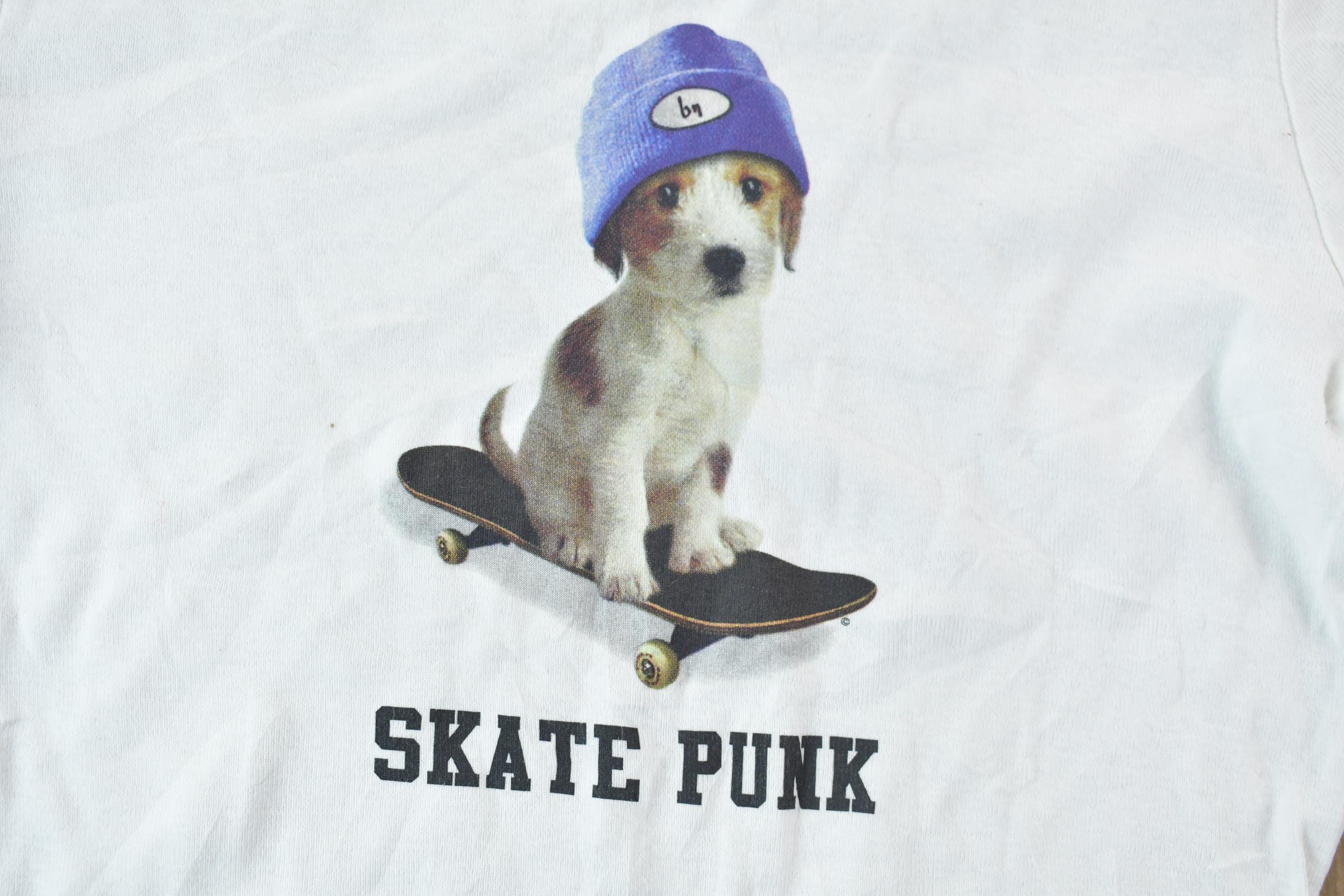 Vintage 1990s Skate Punk Puppy White and Navy Women's Graphic T-Shirt