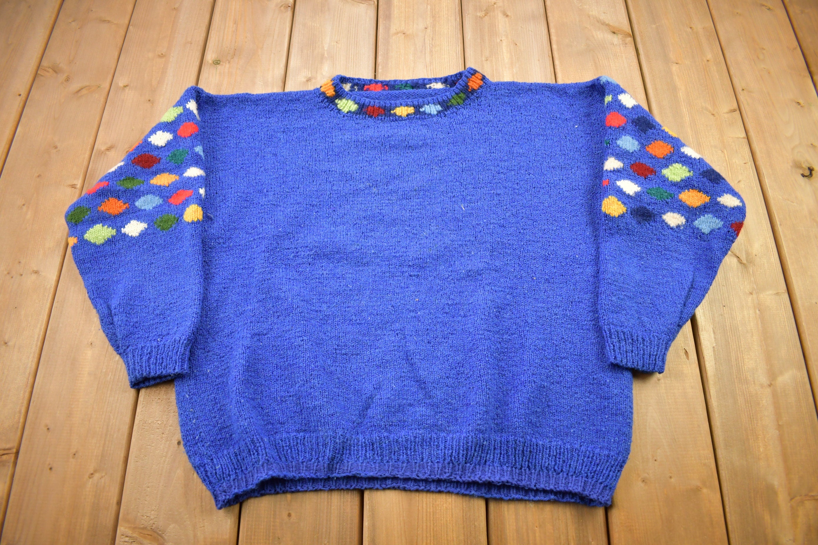 Vintage 1990s Polka Dot Theme Knitted Crewneck Sweater