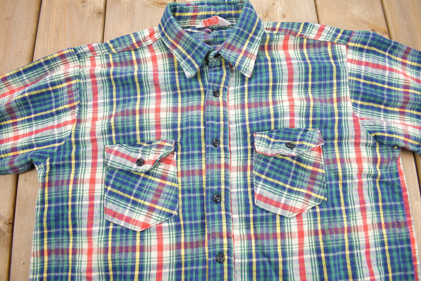 Vintage 1980s Jim "Catfish" Hunter Plaid Flannel Button Up Shirt / 1990s Button Up / Vintage Flannel / Plaid Shirt / Outdoorsman