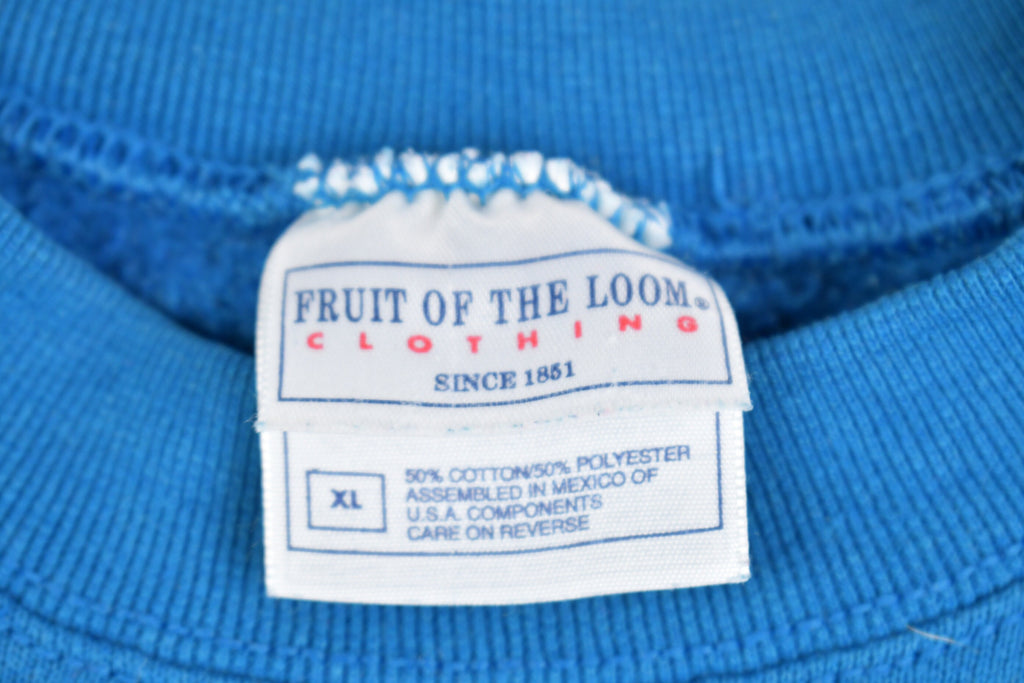 Vintage 1990s Fruit Of The Loom Blank Blue Raglan Crewneck Sweatshirt