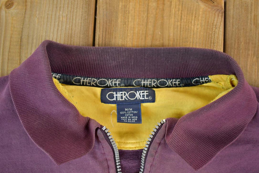 Vintage 1990s Cherokee Quarter Zip Striped Minnesota Crewneck Sweatshirt