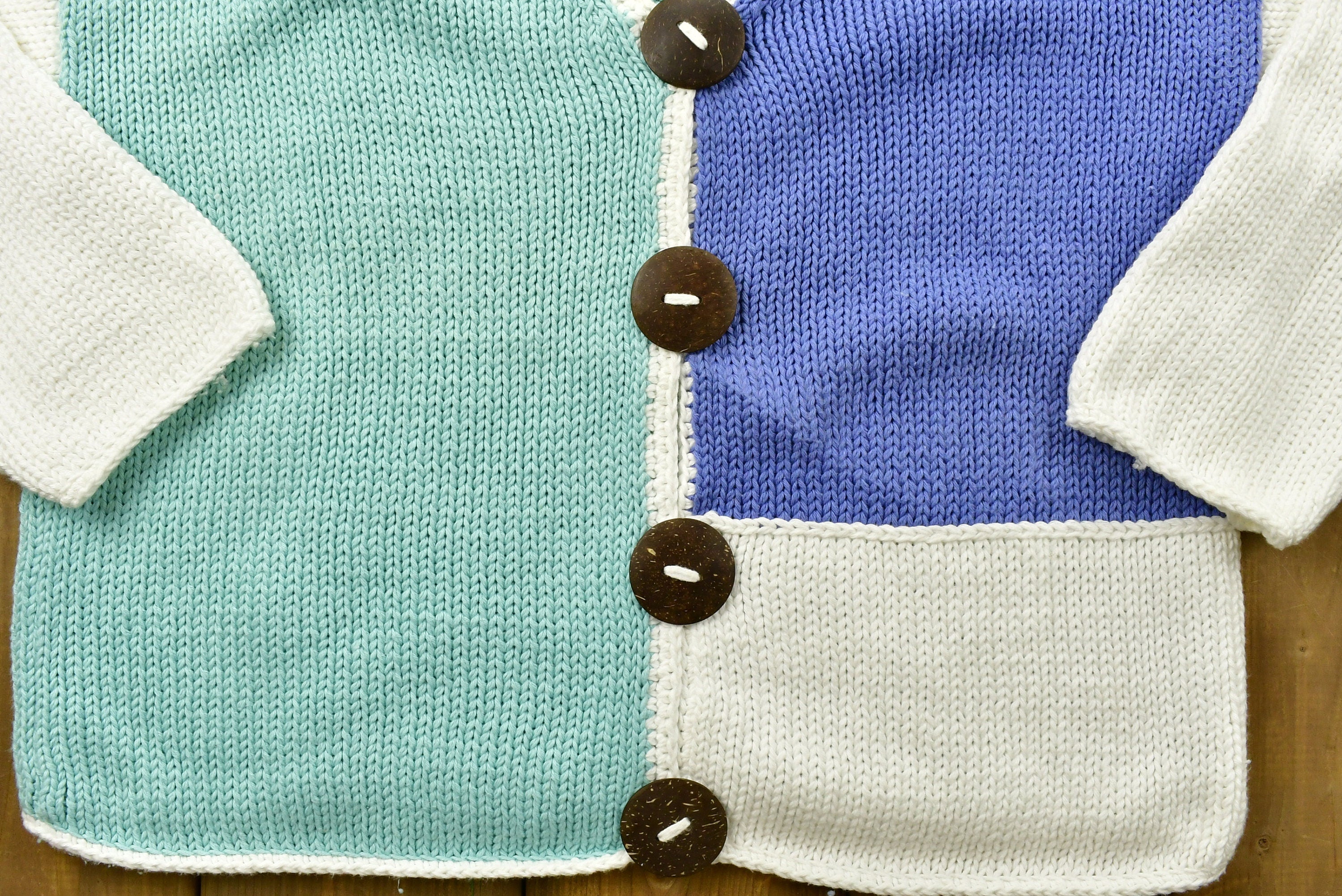 Vintage 90's Pure Hand Knitted Color Block Sweater