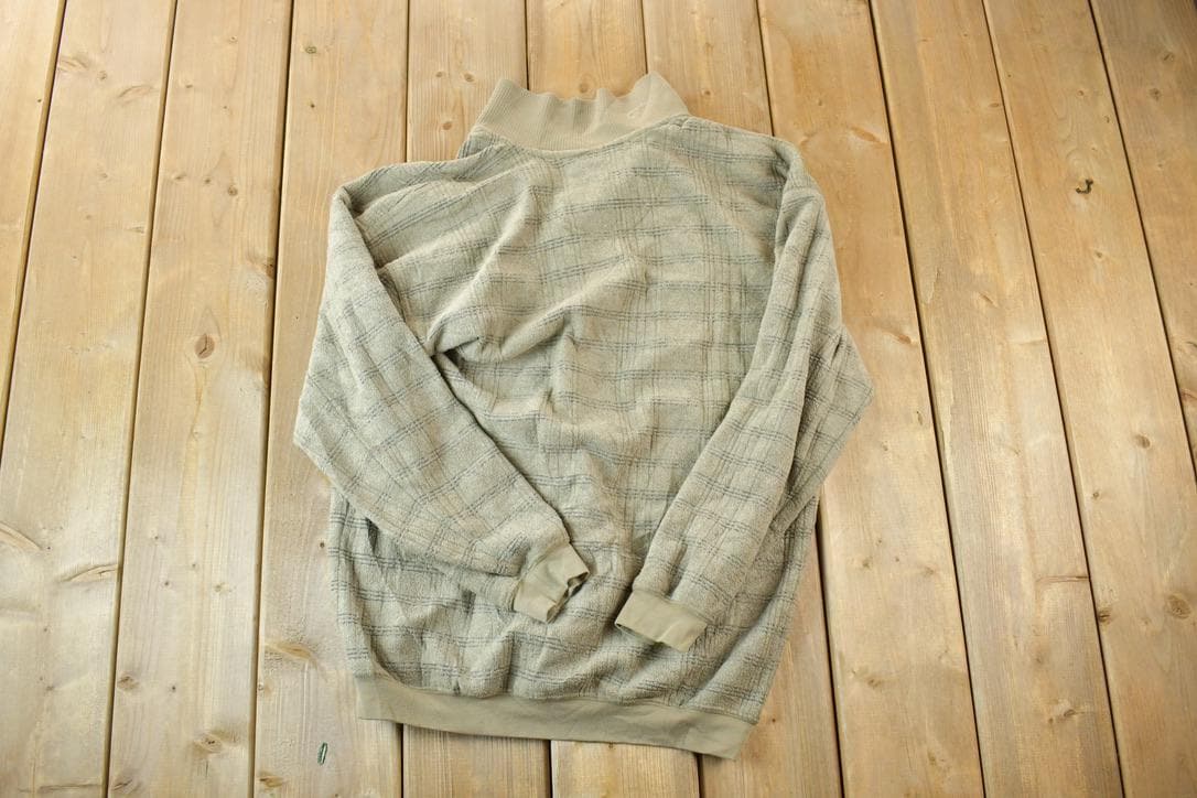 Vintage 1990s Thomson Collared Knit Abstract Pattern Crewneck Sweater  90s Crewneck  Preppy Knits