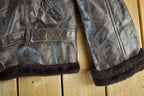 Vintage 1950s 1960s Victoria Warm Coat Leather Fur Lined Jacket Women's M-L