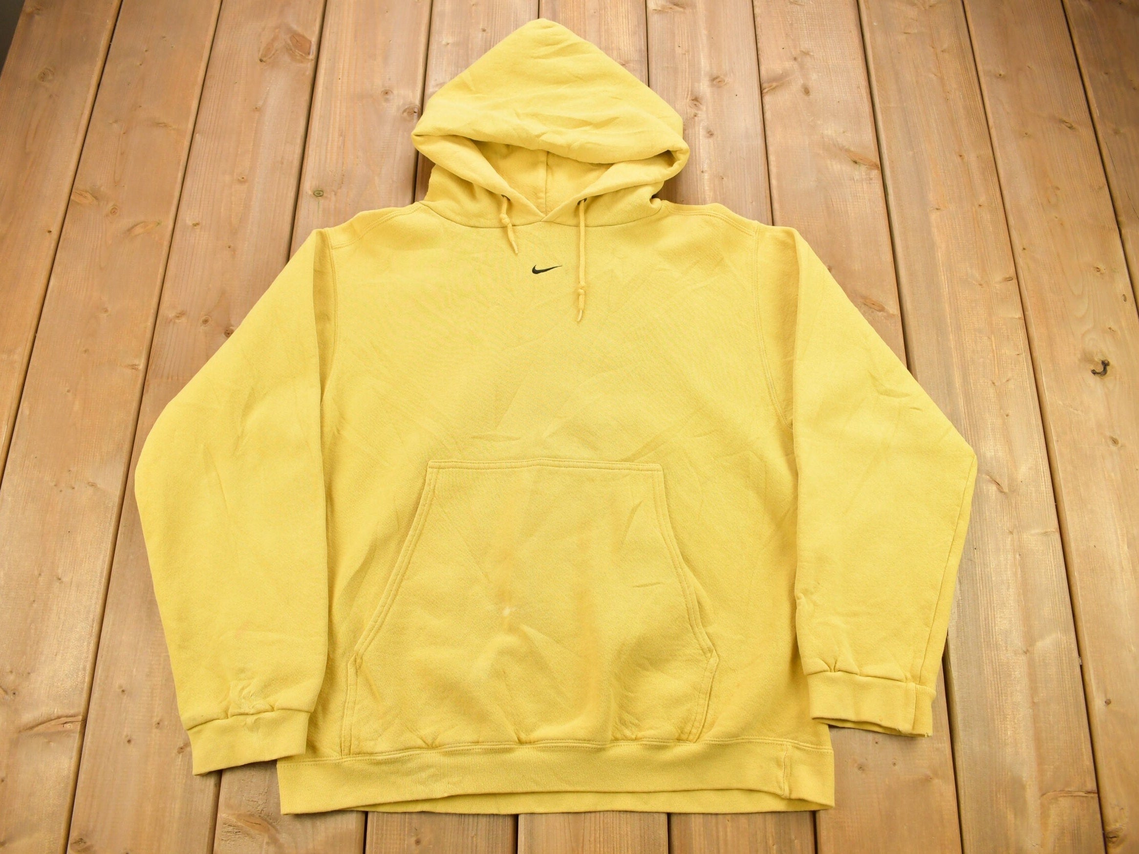 Vintage 1990s Yellow Nike Center Swoosh Hoodie