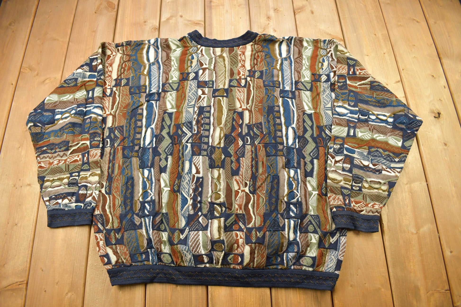 Vintage 1990s Coogi Australia 3D Colored Cable Knit Crewneck Sweater