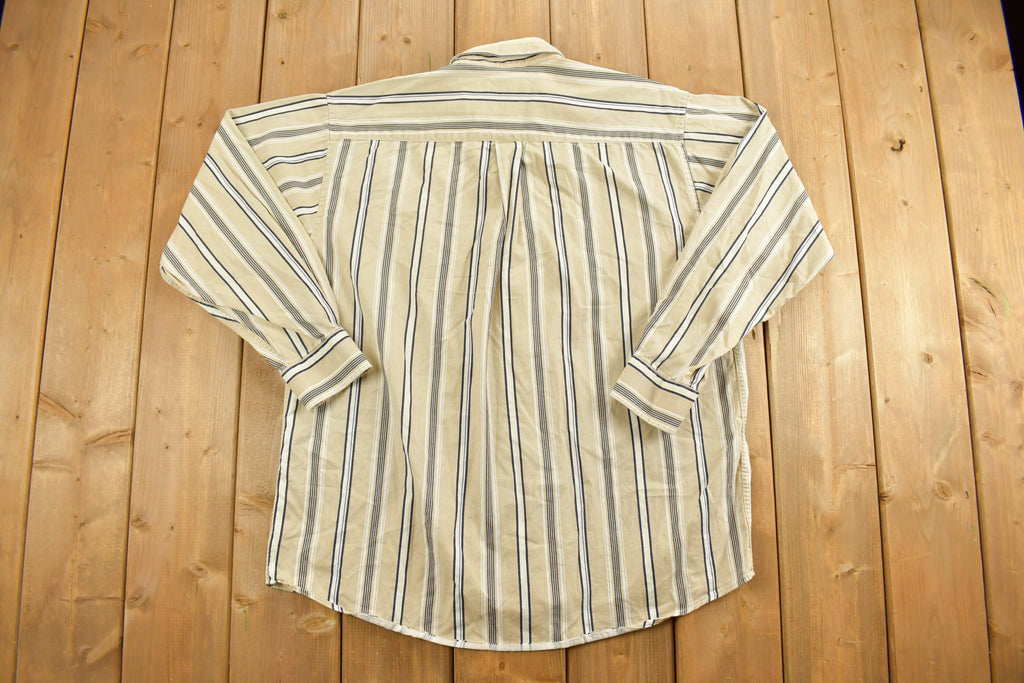 Vintage 1990s Trader Bay Striped Button Up Shirt  1990s Button Up  Vintage Flannel  Plaid Flannel  Casual Shirt  Formal Shirt