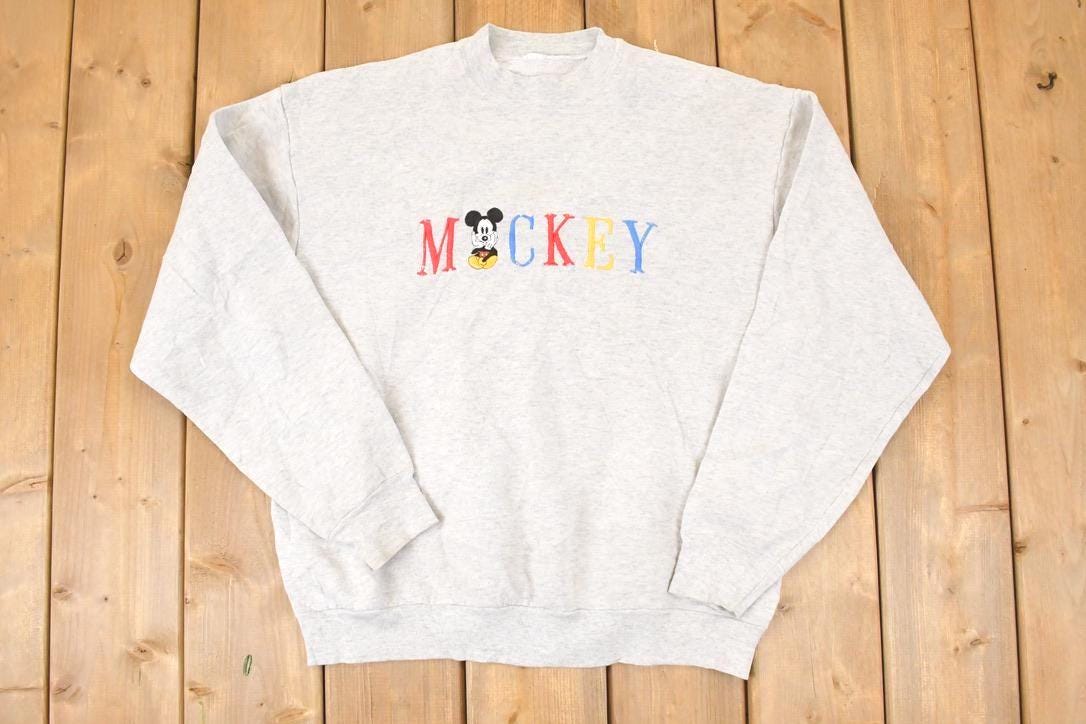 Vintage 1990s Mickey Mouse Embroidered Disney Crewneck Sweater Men's L