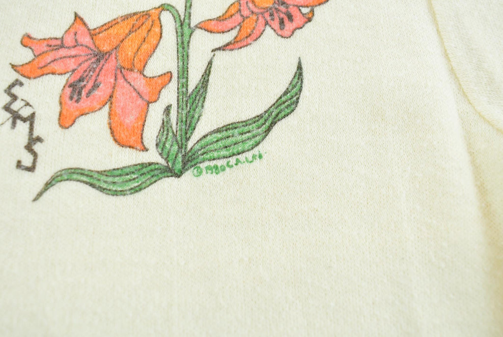 Vintage 1980s Flower Graphic T Shirt Mens XS