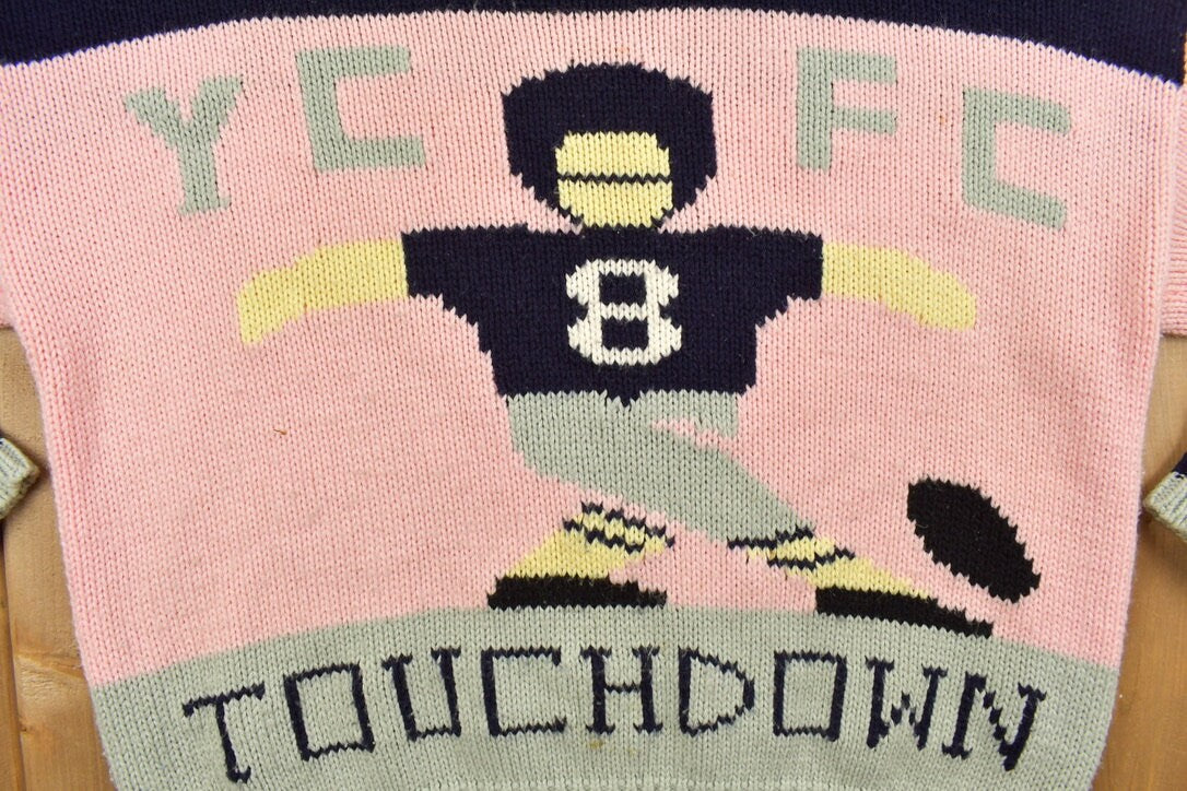Vintage 1990s Y.C.C. Football Knit Crewneck Sweatshirt