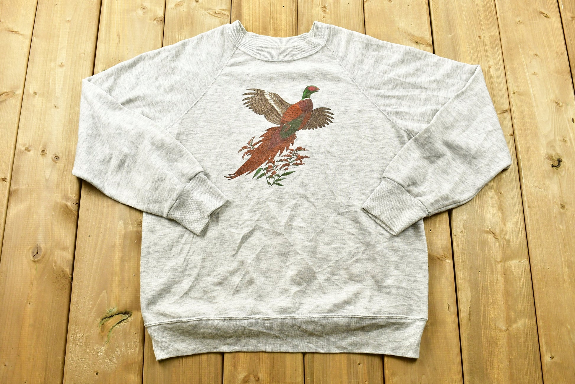 Vintage 1985 Bird Graphic Raglan Crewneck / Nature Print / Vintage Sweatshirt / Animal Print / Wilderness / Pullover Sweatshirt