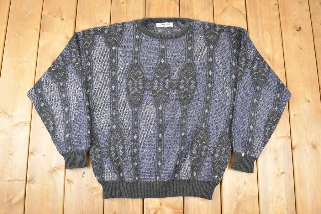 Vintage 1990s Jantzen Abstract Knit Crewneck Sweater Mens L