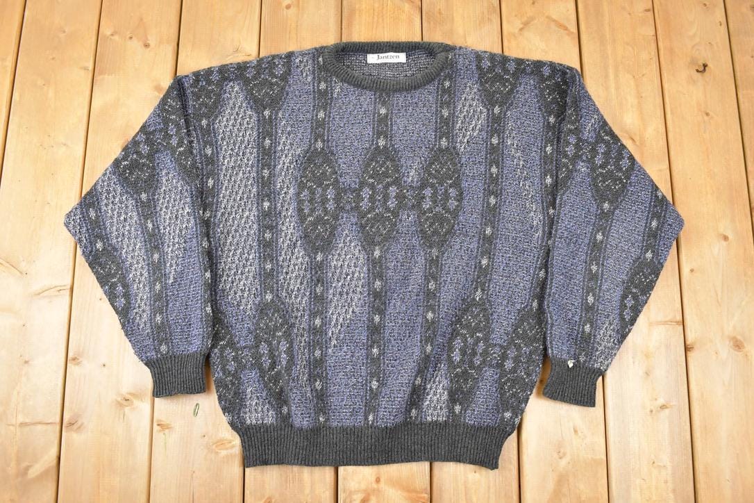 Vintage 1990s Jantzen Abstract Knit Crewneck Sweater Mens L