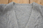 Vintage 1980s 3D Grey Cable Knit Cardigan Sweater