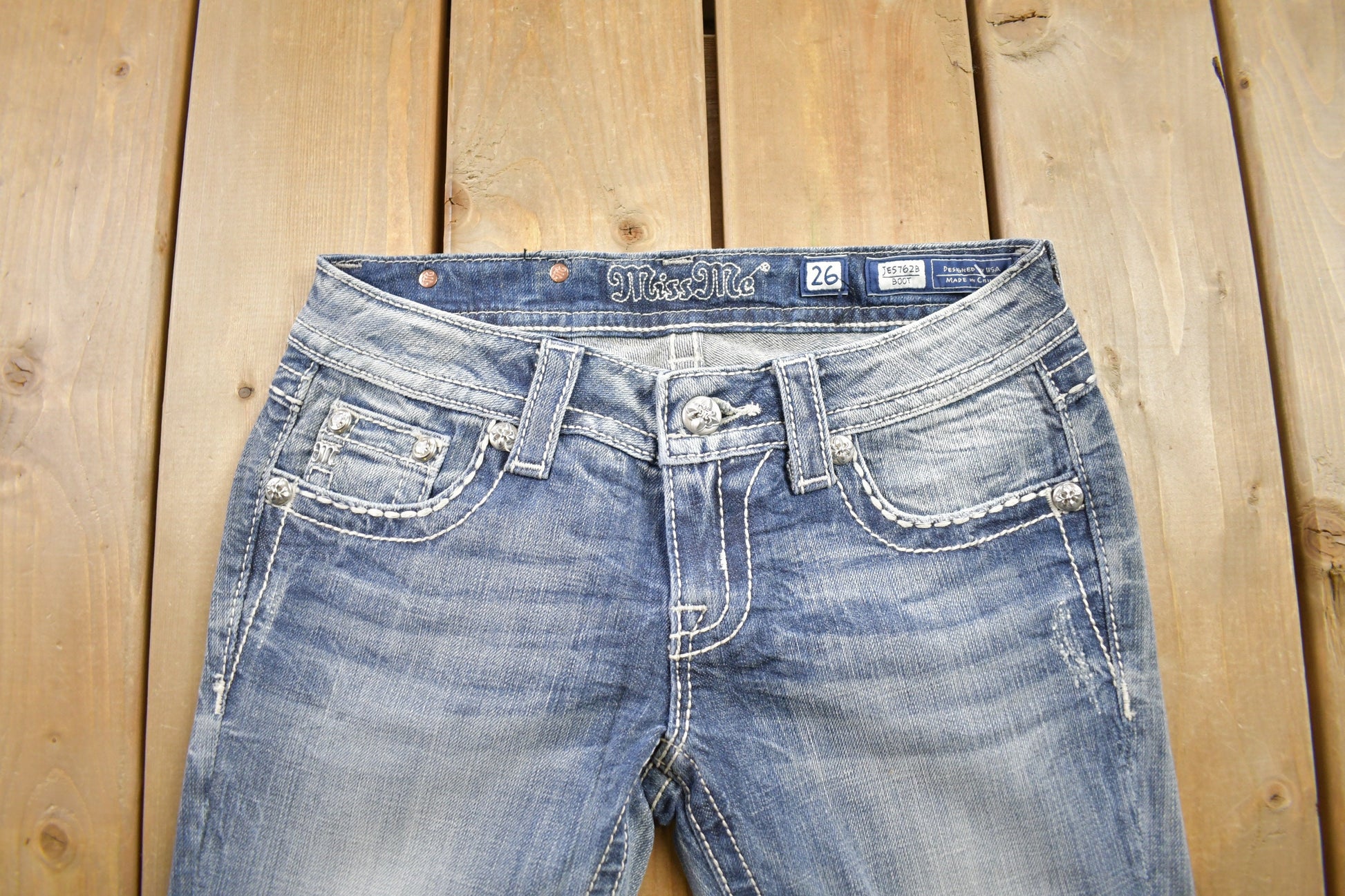 Vintage Y2K Miss Me Bedazzled Low Rise Jeans Size 26x32