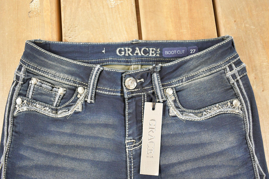 Vintage Deadstock Y2K Grace LA Bedazzled Low Rise Jeans Women's Size 27 x 32
