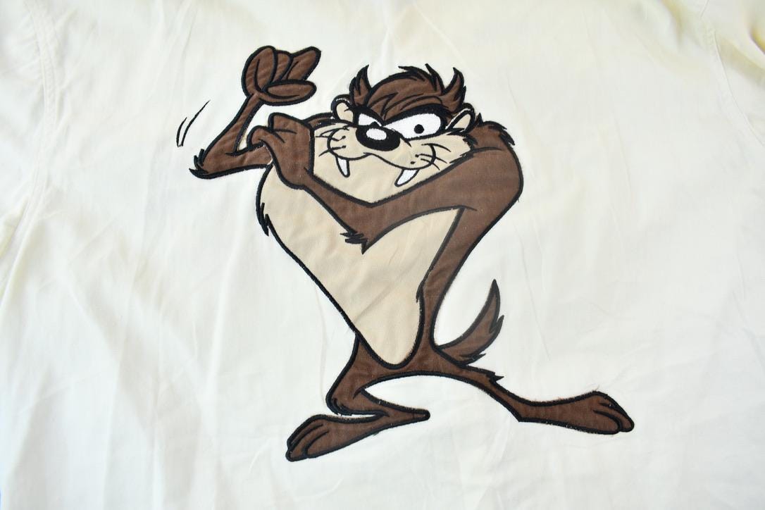 Vintage 1993 Looney Tunes Tasmanian Devil Baseball Jersey