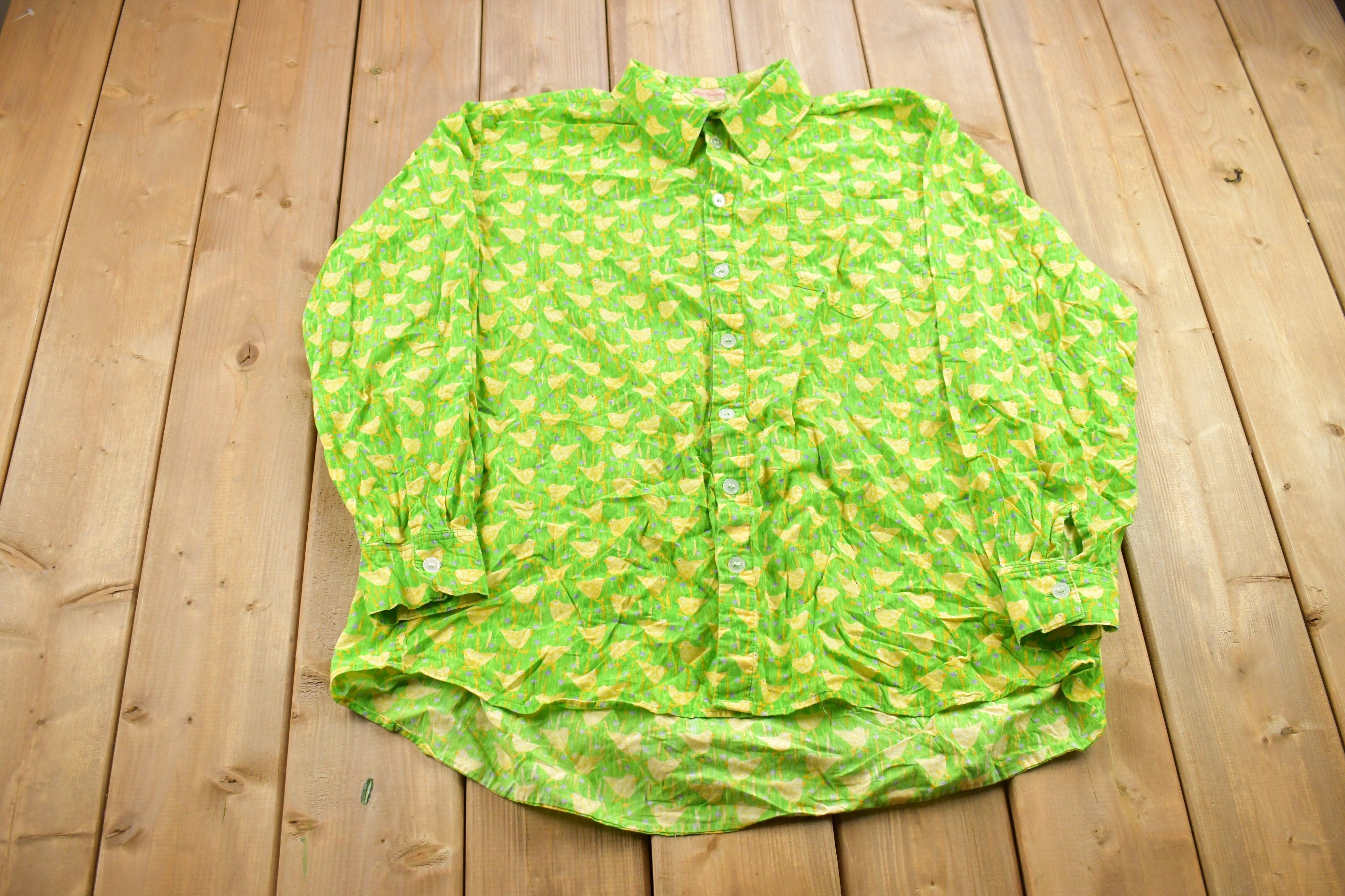 Vintage 1990s Lloyd Johnson Duckling Pattern Button Up Shirt