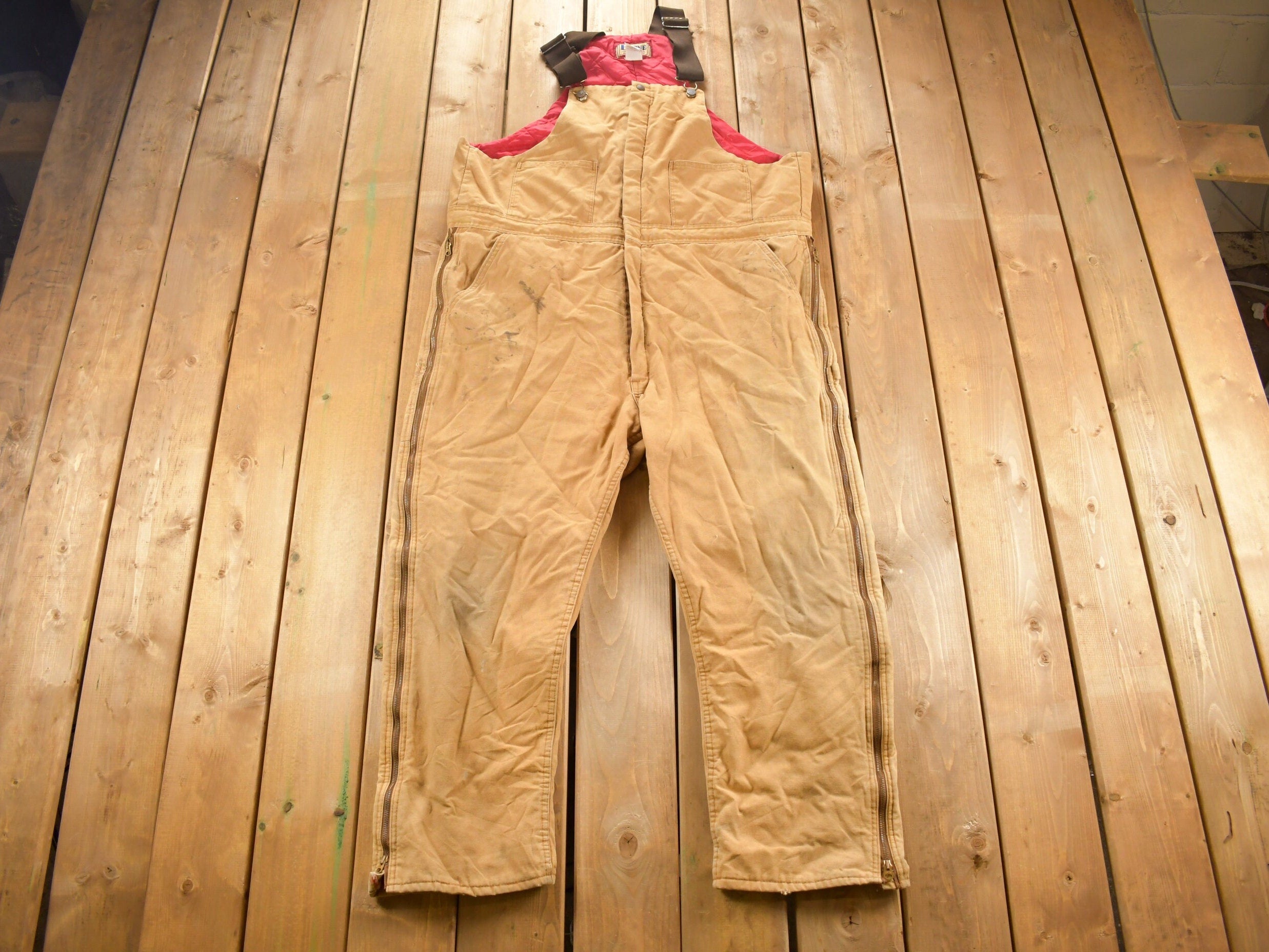 Vintage 1990s Berne Quilted Canvas Overalls Size 48 x 28