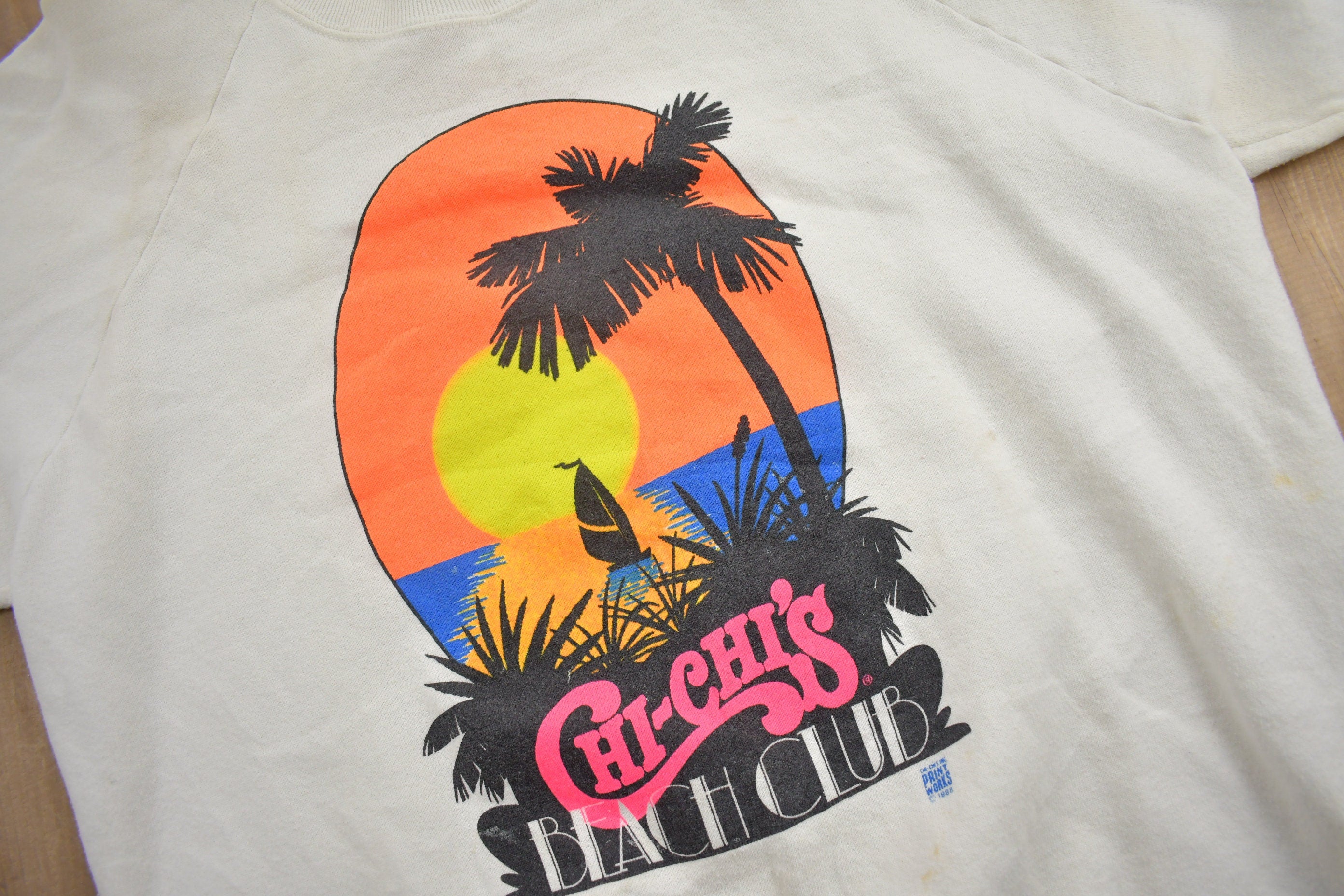 Vintage 1988 CHI-CHIS Beach Club Crewneck Sweatshirt