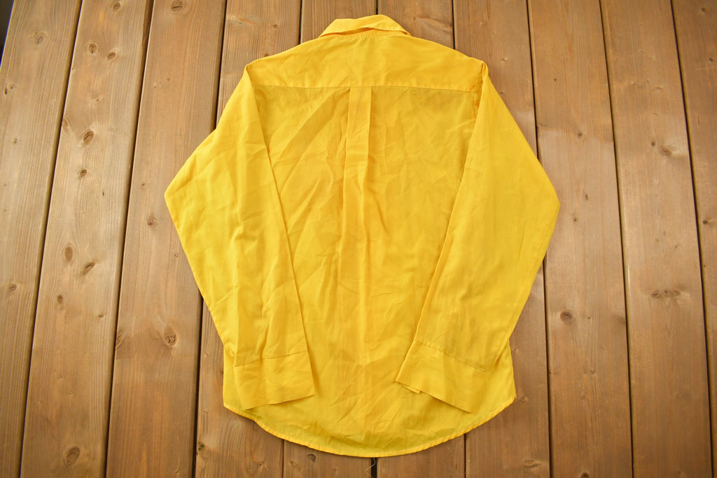 Vintage 1960s Blank Yellow Tapered N' Tails Button Up Shirt  Spear Collar Shirt  1960s Button Up  Vintage Flannel  Basic Button Up