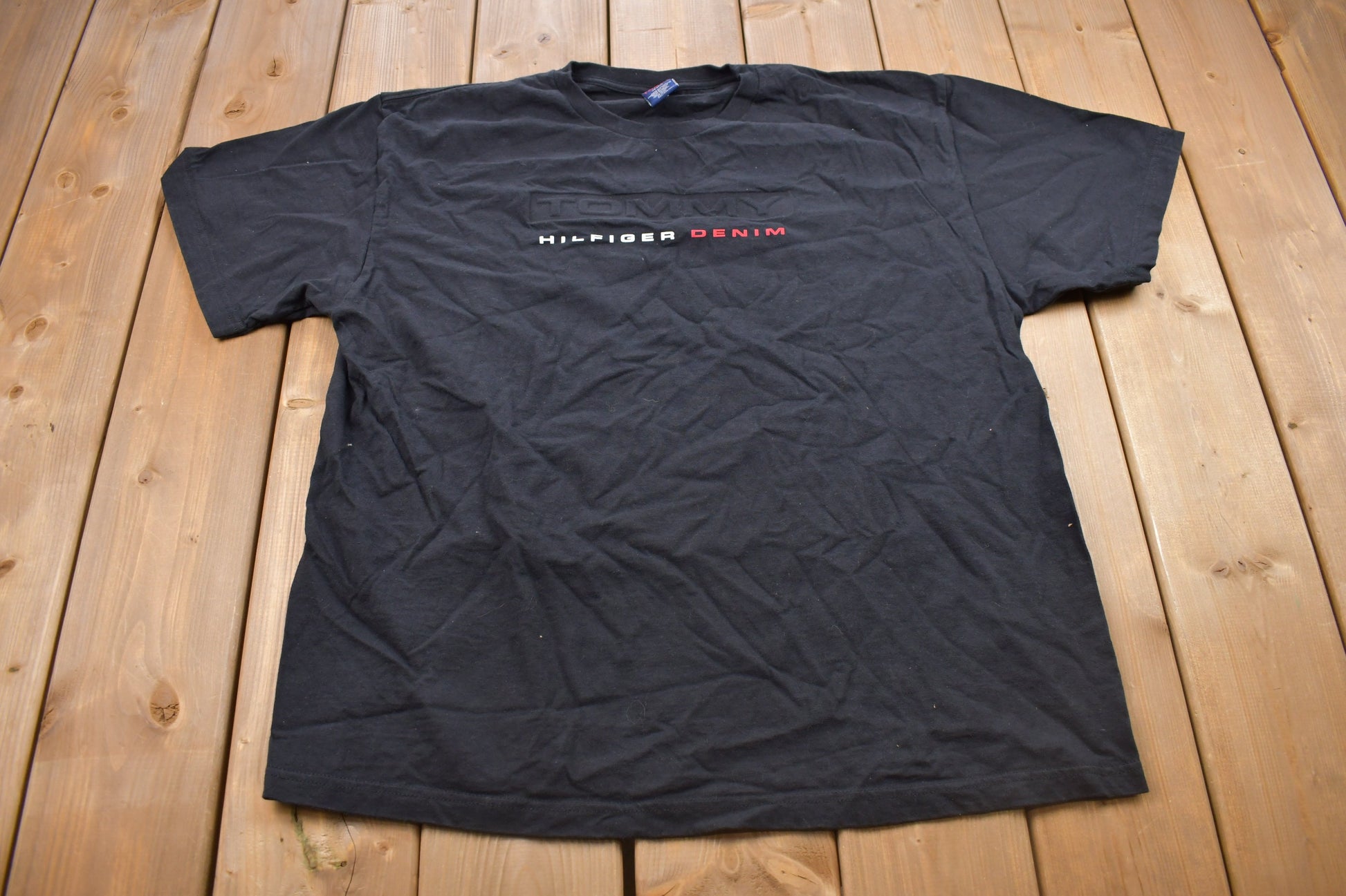 Vintage 1990s Tommy Hilfiger Denim Embossed Logo T Shirt