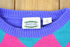 Vintage 1990s Separate Scene Knit Neon Abstract Pattern Crewneck Sweater Made In 90s Crewneck