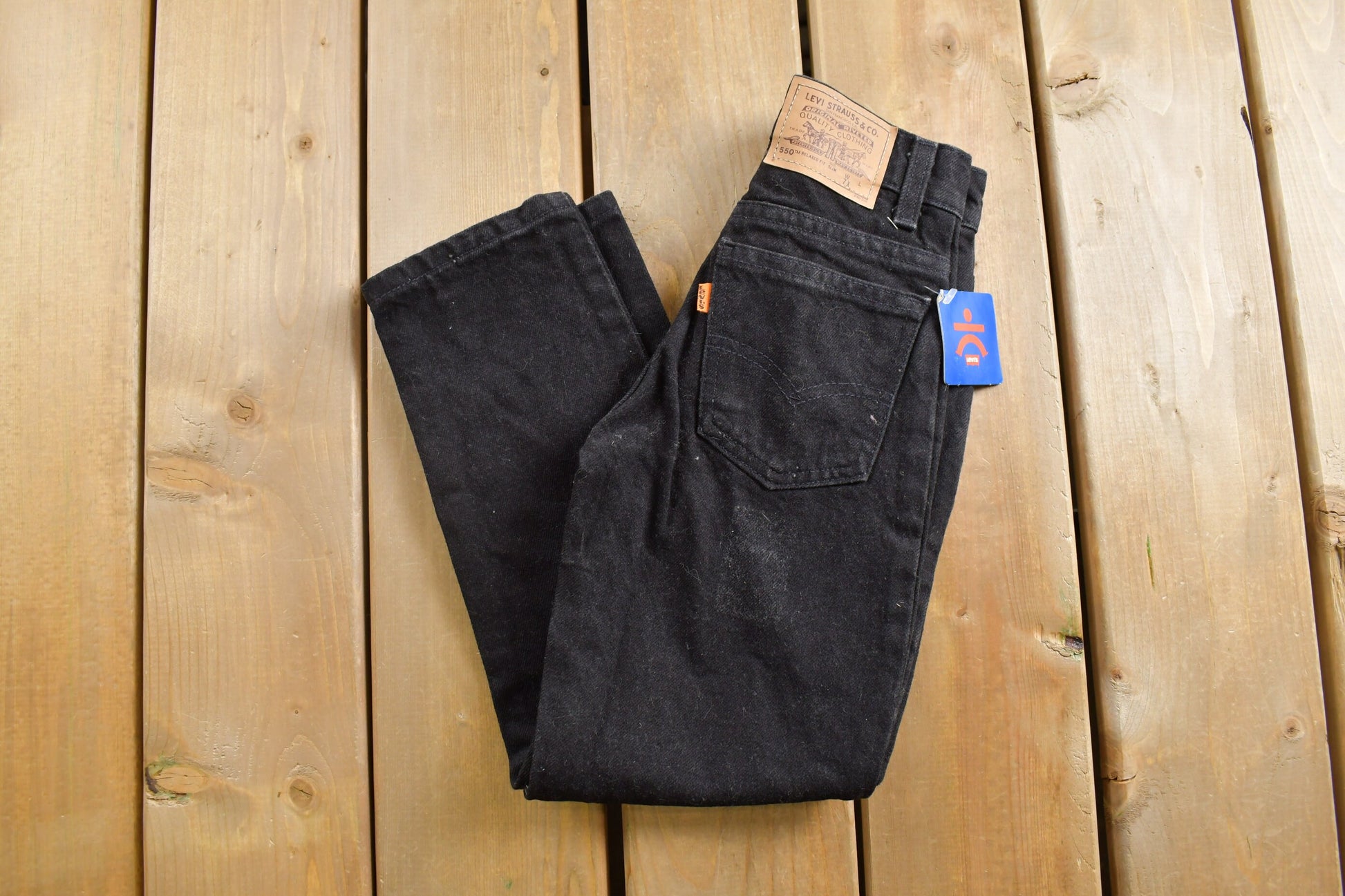 Deadstock Vintage 1990s Levi's 550 Orange Tab Jeans Size 22 x 21