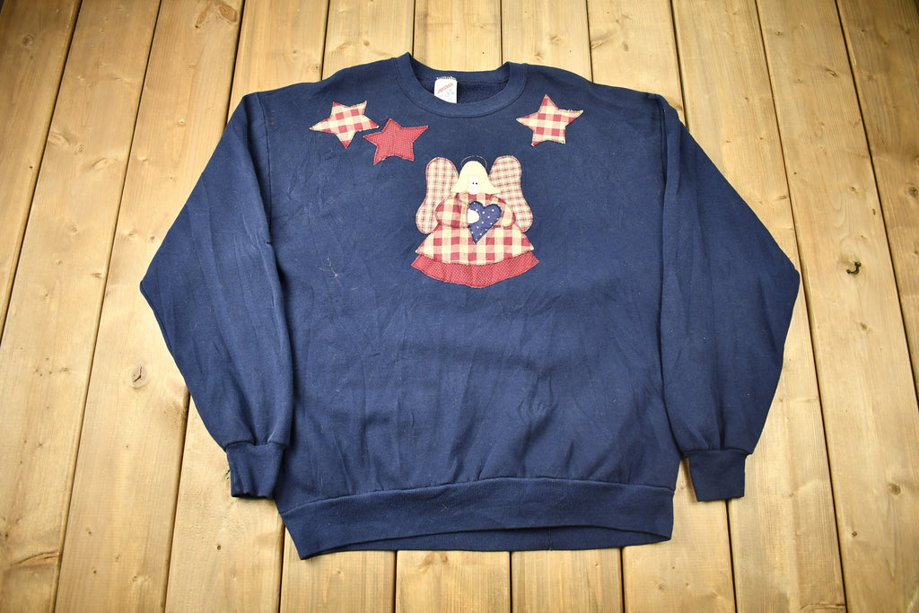 Vintage 1990s Embroidered Angel Crewneck Sweatshirt