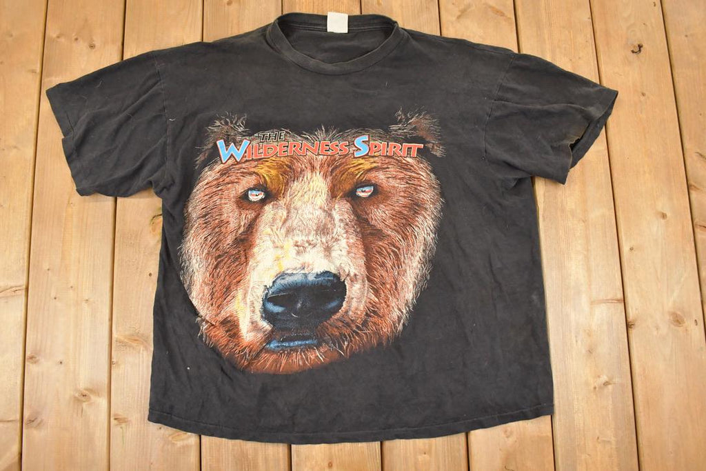 Vintage 1990s Wilderness Spirit Big Bear Face Souvenir Cartoon Outdoorsman T-Shirt Men's XL