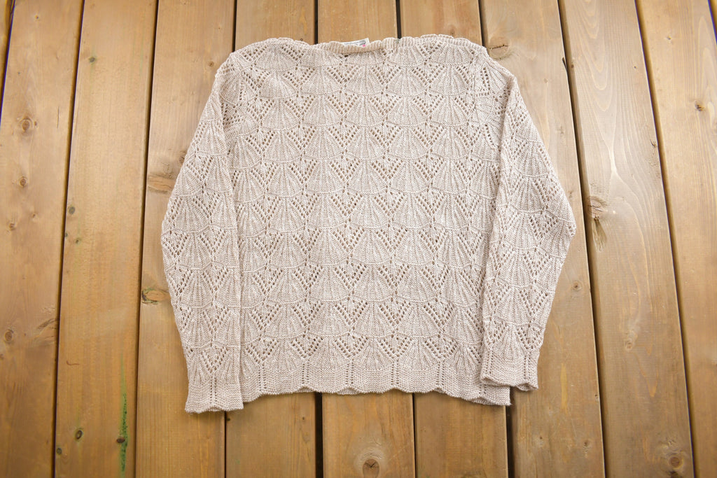Vintage 1990s Sea Shell Knit Pattern Crewneck Sweater