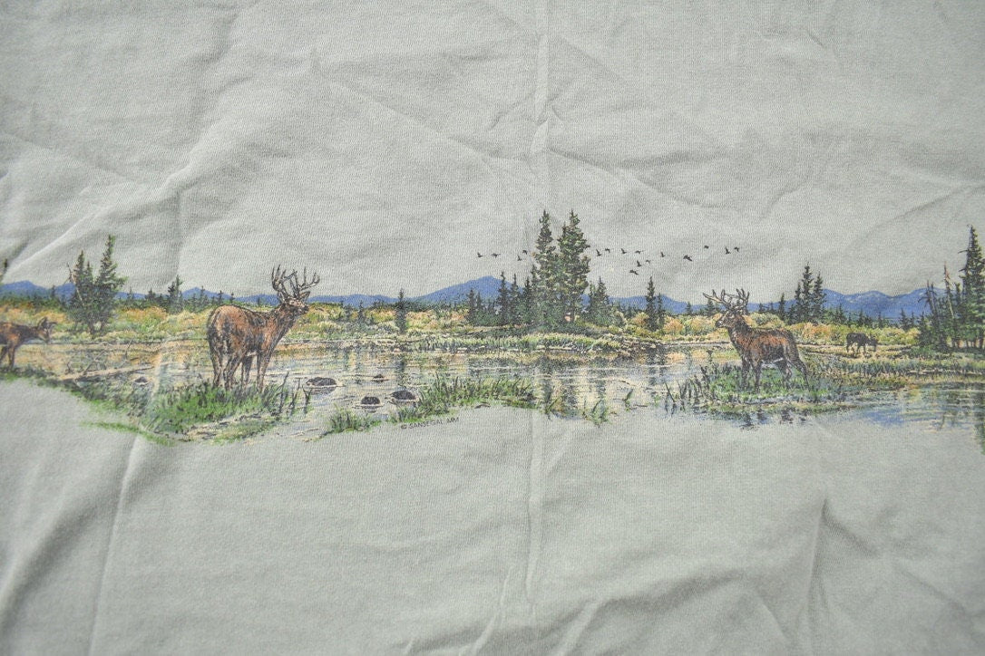 Vintage 1990s Houghton Lake Moose Nature Souvenir T Shirt
