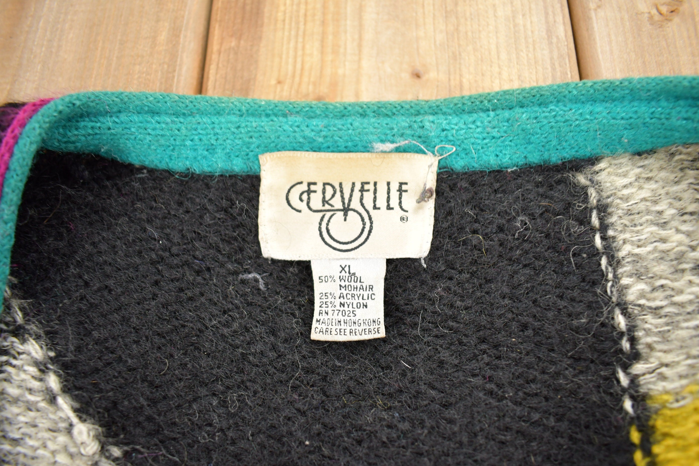 Vintage 1990s Cervelle Abstract Pattern Knit Cardigan Sweater