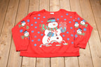 Vintage 1990s Snowman Graphic Christmas Sweater , 90s Holiday Crewneck , Winter Wear , Festive , Snowman Graphic , Nutcracker