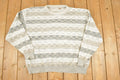 Vintage 1990s Knit Striped Abstract Crewneck Sweater Mens XL