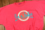 Vintage 1980s Hot Pink Fin N' Feather Graphic Batwing Sleeve Lightweight Sweatshirt