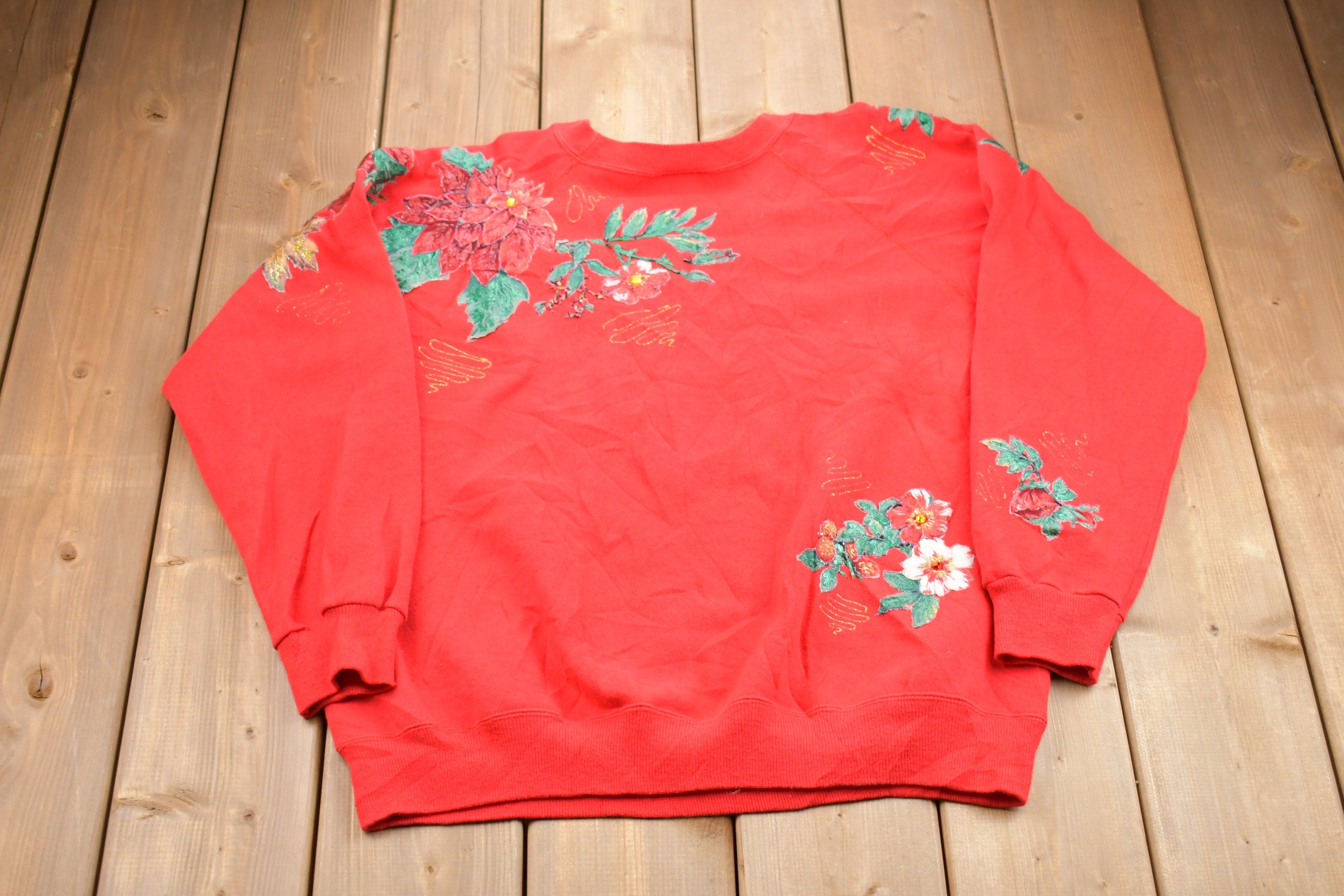 Vintage 1990s Hanes HerWay Floral Print Crewneck Sweatshirt