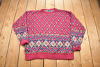 Vintage 1980s Mark Honors All Over Pattern Knitted Crewneck Sweater  Vintage 90s Crewneck  Made In USA