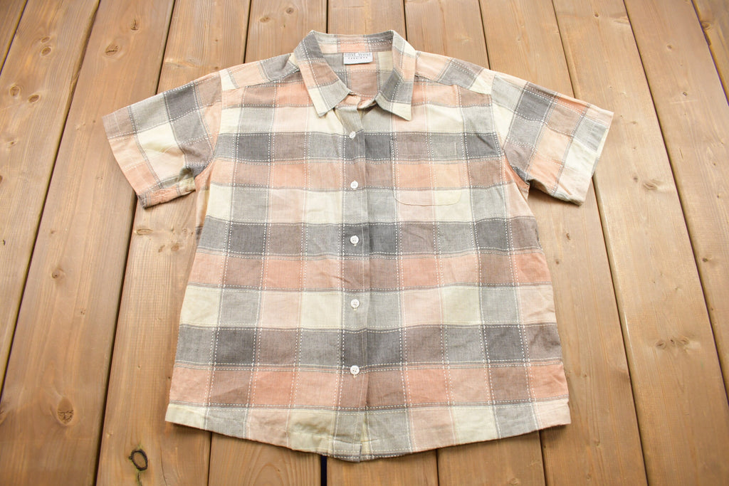 Vintage 1990s Plaid Button Up T Shirt